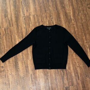 Banana Republic Black Button-Front Crewneck Cardigan